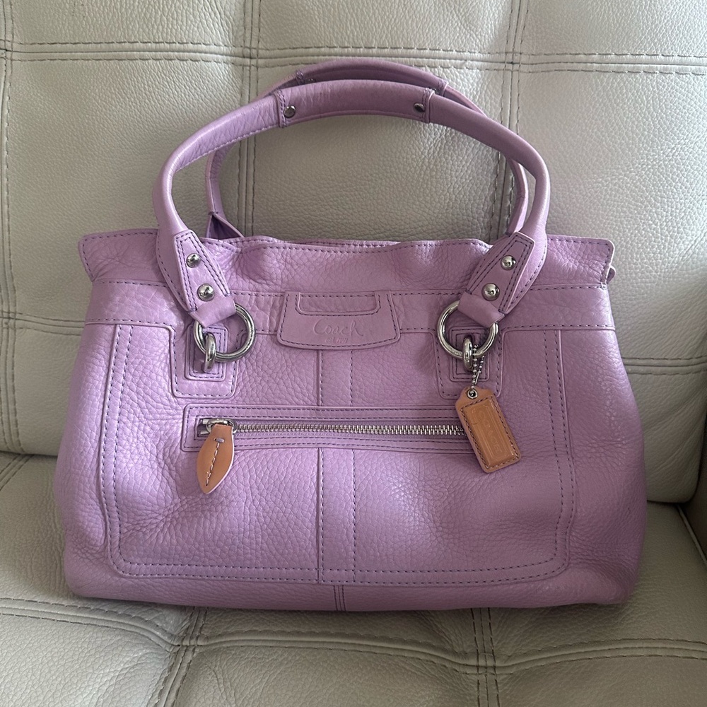 Coach Purple Leather Satchel with Double Handles